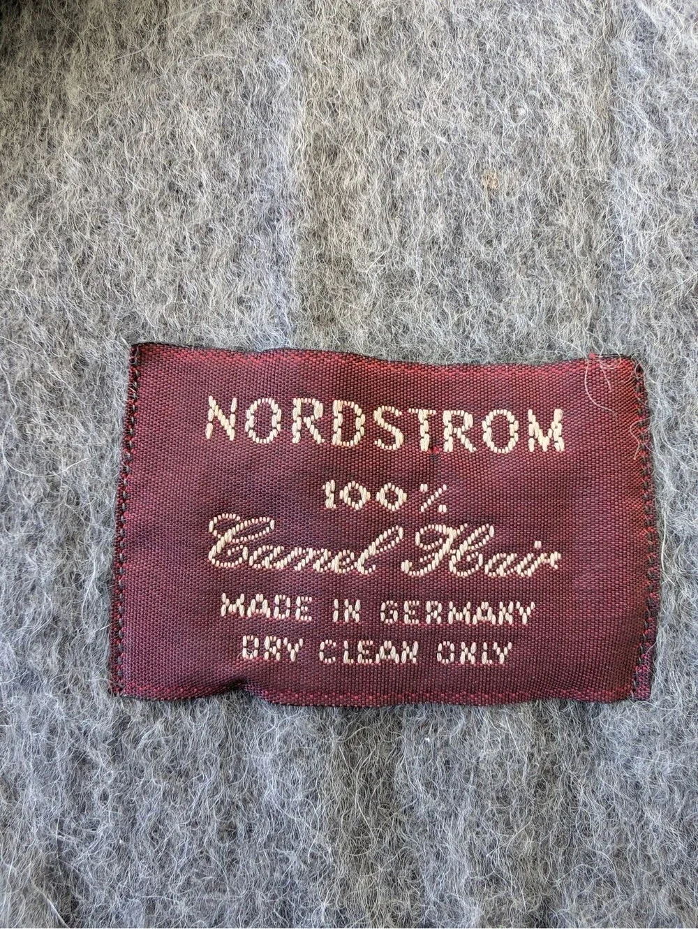 Nordstrom 100% Camel Hair Gray Scarf Fringe Classic Minimalist Unisex